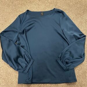 SHEIN Elegant Navy Satin Blouse